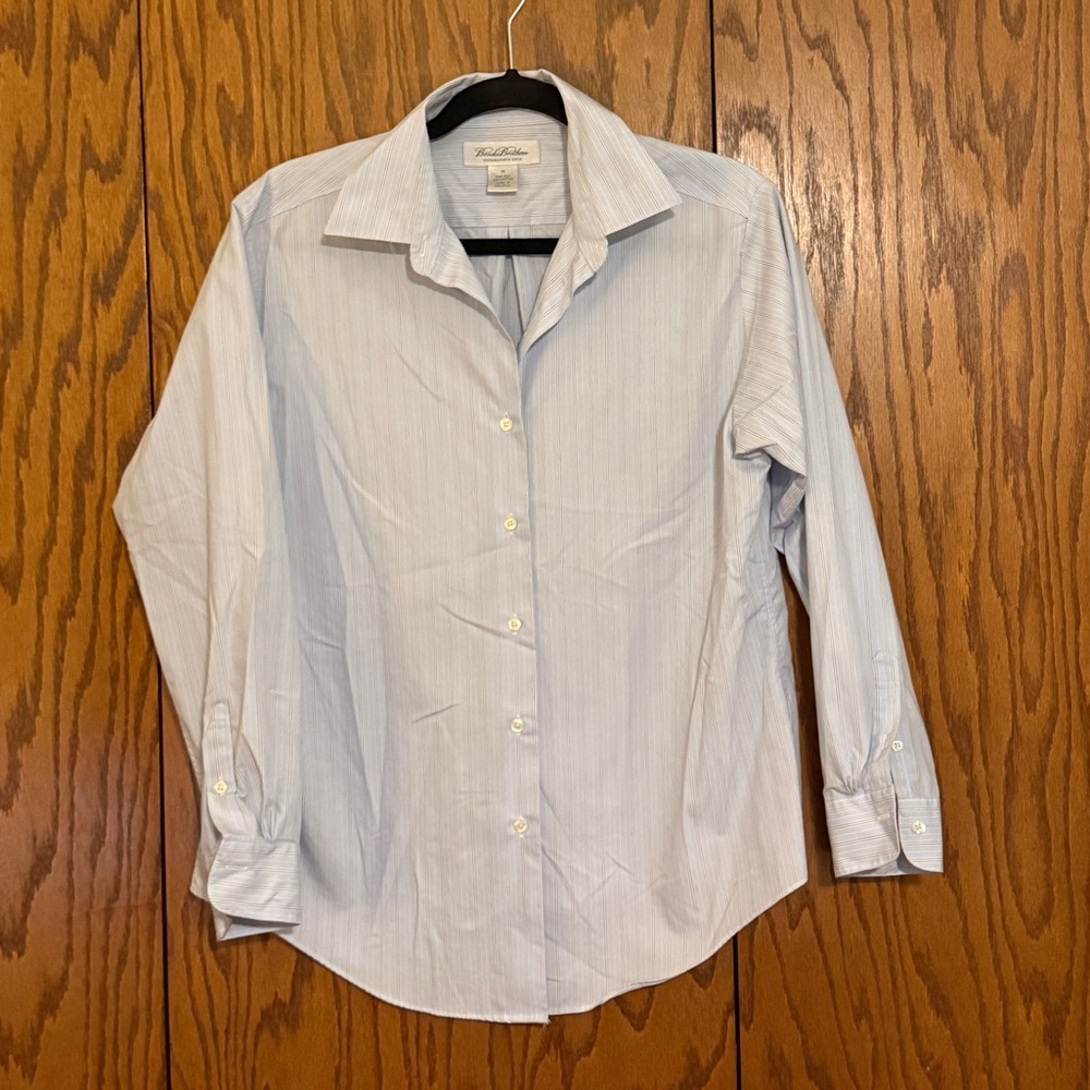 Brooks Brothers Women’s 14 Blue Stripe Non Iron Cotton Button Down Shirt